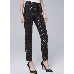 Toothpick pants in black and white polka dots